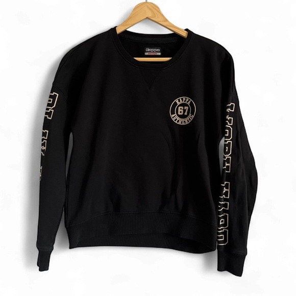 Kappa 67 Authentic Boys Black Work Hard Play Hard Sweatshirt Medium - Picture 1 of 4